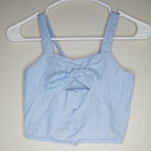 Zara girls tie front top in sky blue - Size 13-14